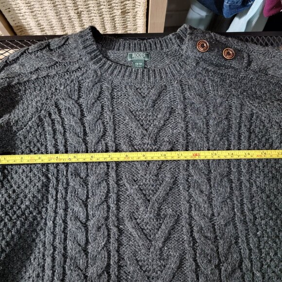 Roots Canada Melange Charcoal Gray Chunky Wool Blended Pullover Sweater XS Used - Picture 14 of 15